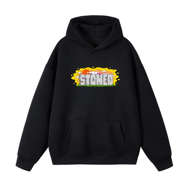 棉基因 早秋国潮日落校园浪漫学院风男生帽子高街潮牌经典辣妹韩系女潮男青少年复古男装户外通勤慵懒风基础款打底连帽卫衣 男女同款