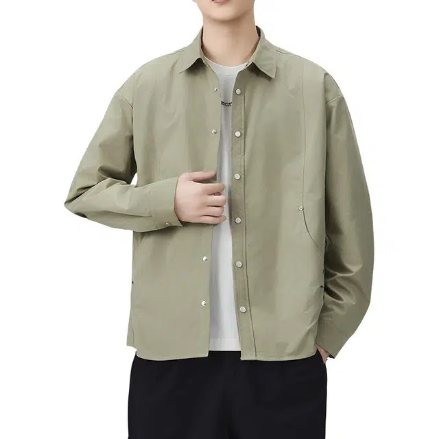 金盾 衬衣外套休闲潮牌长袖宽松衬衫 男款
