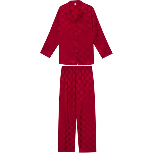 潞优野 高级感本命蛇年家居服时尚简约大码情侣结婚丝绸春秋款睡衣套装 女款