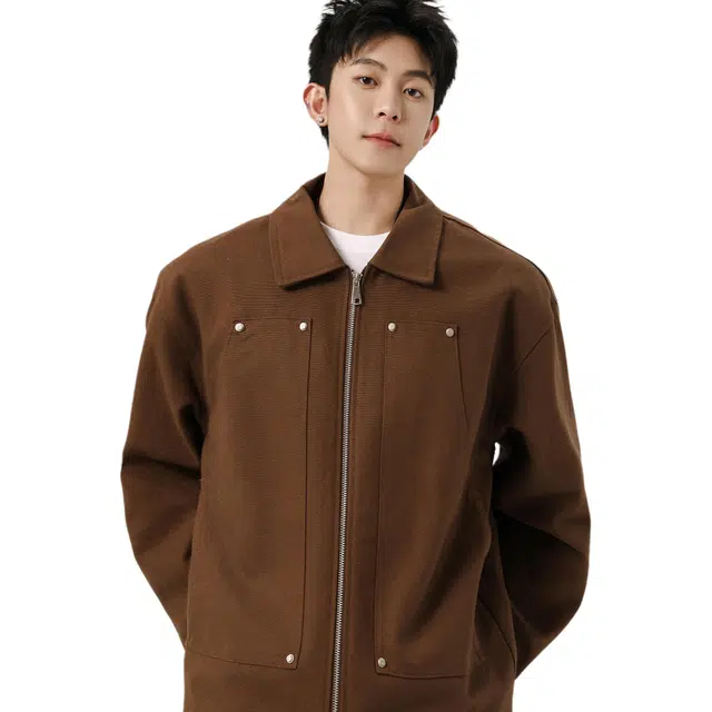 佐菲利 美式复古工装潮牌高街翻领百搭长袖夹克 男女同款