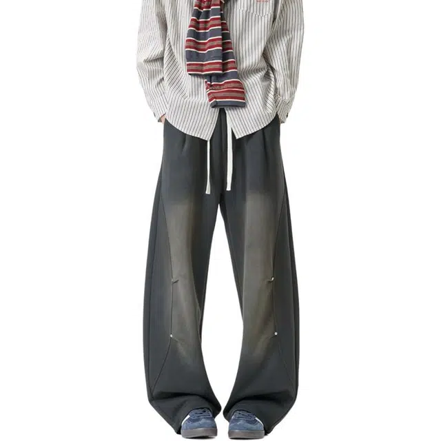 佐菲利 美式复古卫裤嘻哈爵士舞慵懒风运动裤直筒垂感阔腿裤休闲裤 男女同款