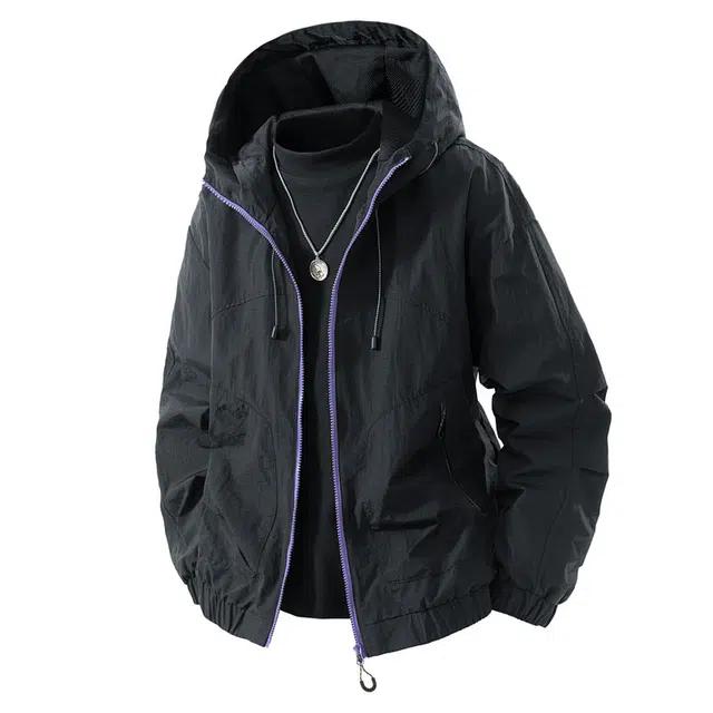 希越 希越三防面料都市运动户外潮牌冲锋上衣秋冬高级感纯色多颜色可选肌理感透气透湿宽松外套夹克 男款