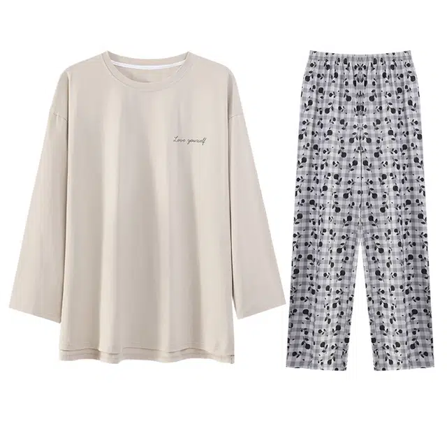 向薇 纯棉春秋季长袖长裤休闲学生家居服可外穿睡衣套装 女款