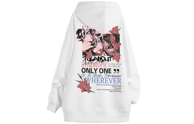 图兰朵 复古美式潮流涂鸦设计印花连帽外套时尚百搭宽松情侣装卫衣 男女同款