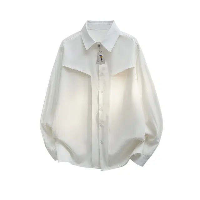 地界二 美式解构秋季痞帅高级感外套设计感长袖衬衣 衬衫 男款