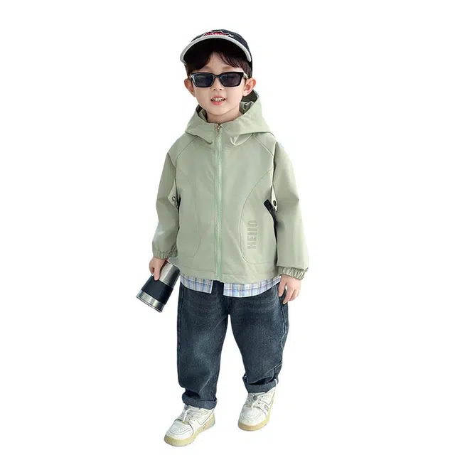 蓝彩何上装 连帽舒适洋气长袖 儿童款