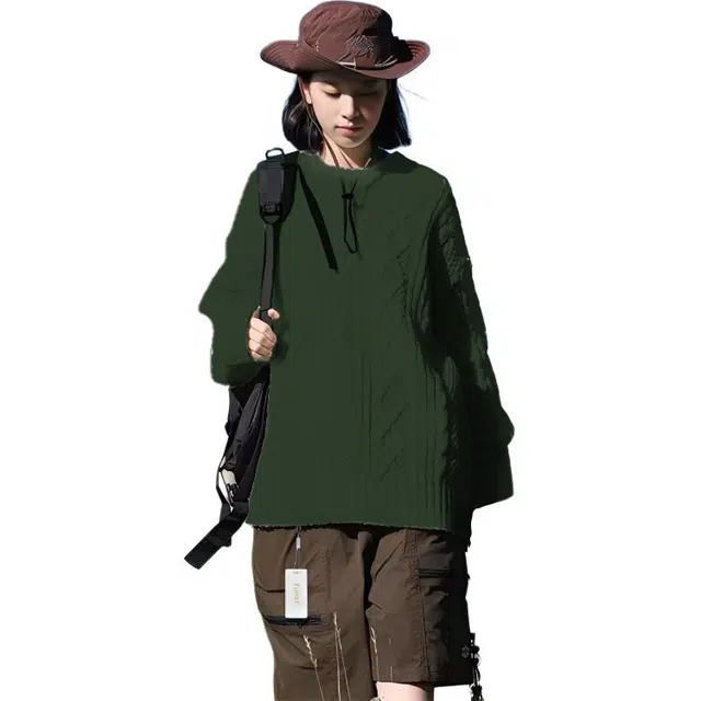 丝絮丝绸 秋冬季日系复古休闲舒适宽松简约上衣针织衫 女款