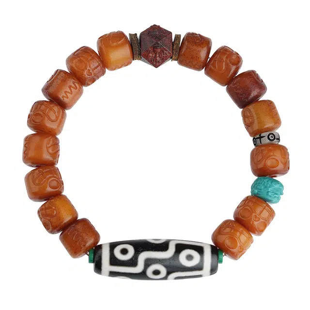 【布达拉宫文创】 布达拉宫 国潮藏式复古风西藏转运珠牛骨九眼天珠#好运 玛瑙 手串 男女同款情侣款