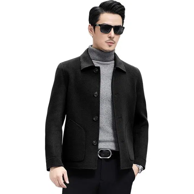 比利斯山羊 男士时尚休闲羊毛大衣外套 男女同款