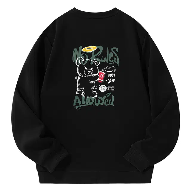 贵人鸟 生活系列 百搭潮流个性卡通印花舒适棉质透气针织圆领套头长袖卫衣 男女同款