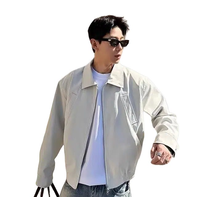 一碗士多 美式复古小众百搭纯色高级感简约拉链宽松保暖防风多口袋设计都市风个性时尚通勤日常活动户外翻领经典款夹克 男女同款