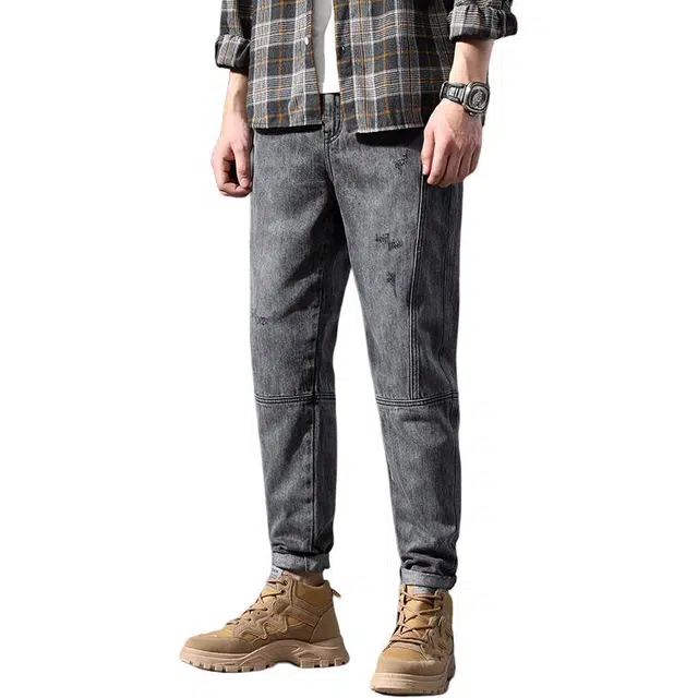 金盾 秋冬哈伦百搭复古直筒宽松牛仔裤 男款