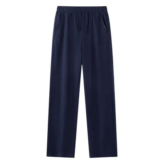 贵人鸟 简约百搭品牌织标舒适棉质透气直筒阔腿系带中腰运动休闲裤 男女同款