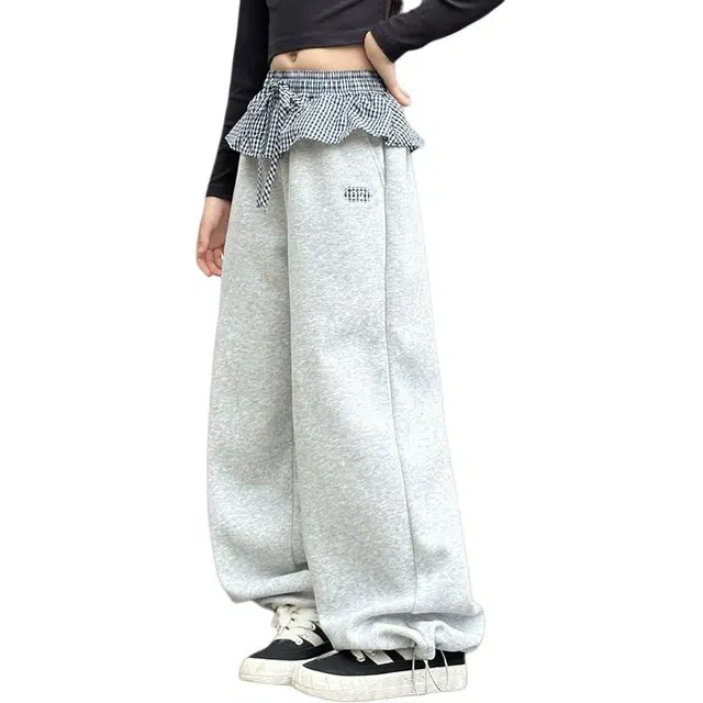 韩素伊长裤 女童裤子秋款中大童洋气裙摆休息裤女孩春秋季直筒裤儿童初中生潮