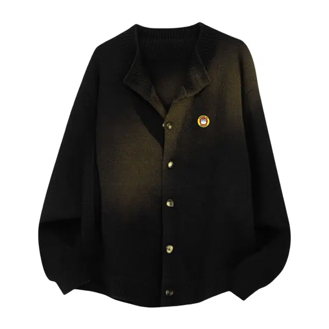 吾皇猫 原创美式复古高街学院风简约基础款立领开衫慵懒风上衣时尚潮流潮牌纽扣外套痞帅百搭舒适高级感长袖针织衫 男女同款