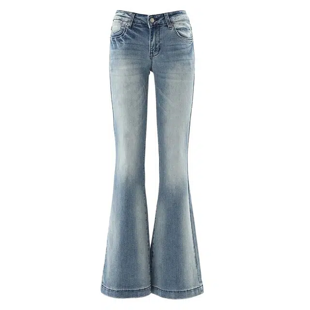 拾籍 时尚潮流低腰辣妹显腿长喇叭裤女秋冬百搭渐变垂感显瘦修身牛仔裤 女款