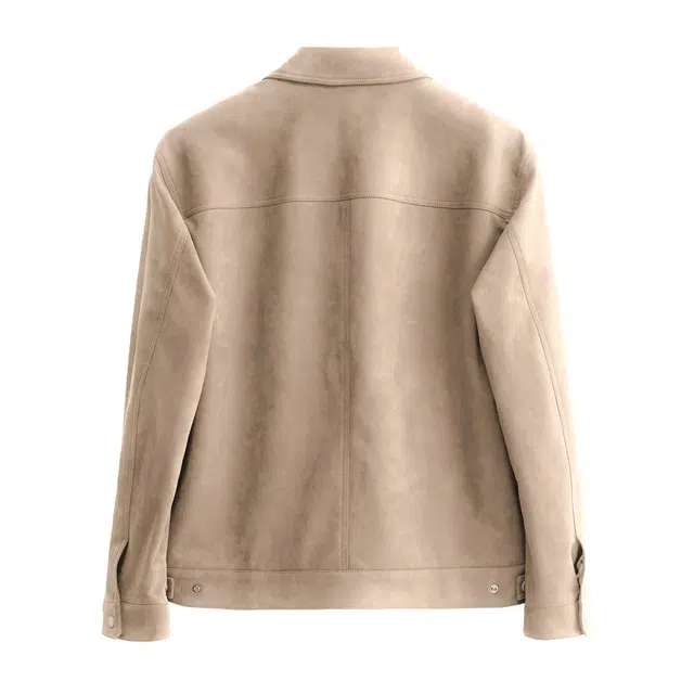 丹宁哲学 厚实弹力麂皮绒纯色常规标准英伦风夹克外套 男款