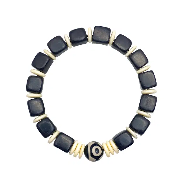 弘浪 国潮新中式文玩复古心有所属原创简约大气转运珠招财纳福万事顺遂盘玩百搭串珠#好运 黑檀 手串 男女同款情侣款