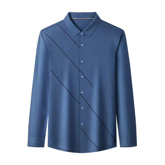 太子龍 斜条纹印花休闲潮流翻领衬衫 男款