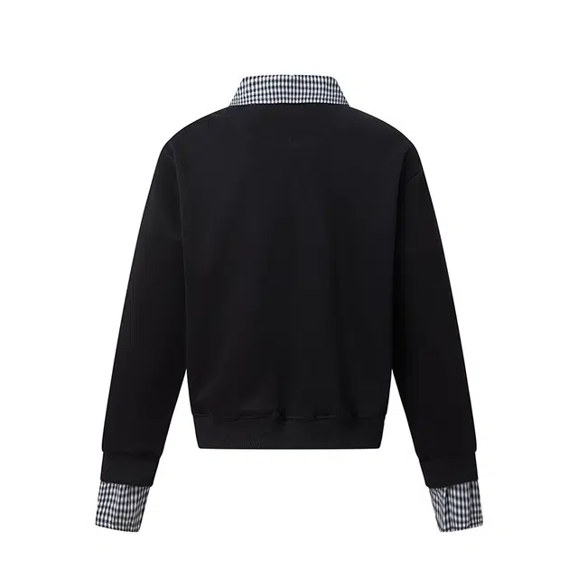 巴塞罗那足球俱乐部 美式高街学院风假两件格子慵懒风日常通勤长袖翻领卫衣 男女同款