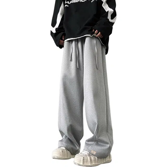 北欧攻略 嘉尔款高级感垂感香蕉裤松弛百搭春季美式复古重磅卫裤宽松阔腿裤休闲裤 男女同款