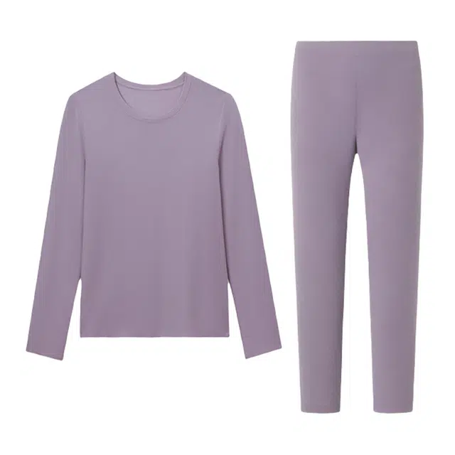 潞优野 简约百搭暖羊蚕丝发热舒适大码加厚秋冬季打底衣保暖套装 女款