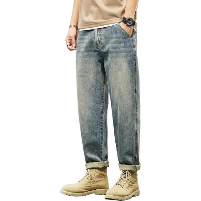 瑞梵帝斯 美式宽松哈伦学生复古潮流设计版型与元素相结合柔软舒适透气校园风休闲展现街头风格秋冬季时尚百搭牛仔裤 男款