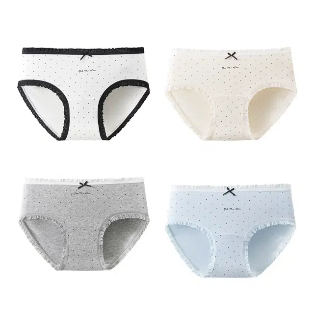 慕梵度 无痕女士纯棉全棉抗菌加长档舒适透气不夹臀不卡档三角内裤 女款 四条装
