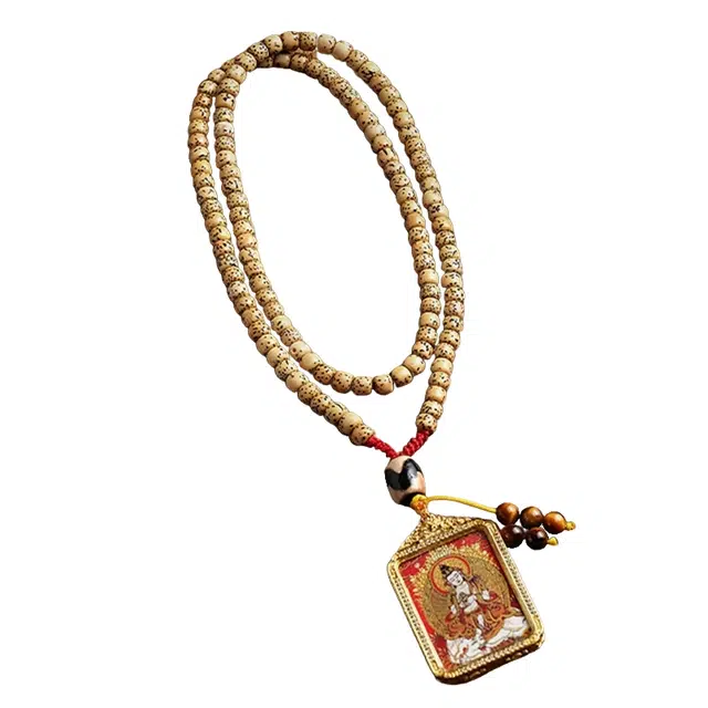 宣华意 【珍藏级】精品陈籽原籽佛念珠天珠文玩 民族风藏式唐卡本命佛牌配饰项链 平安纳福#好运 星月菩提 手串 男女同款情侣款