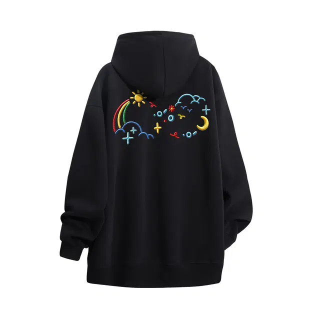 物质公式 重磅美式复古高街创意趣味图案无限循环字母印花设计潮流时尚日常通勤简约基础款宽松休闲透气质感百搭长袖套头连帽卫衣 男女同款