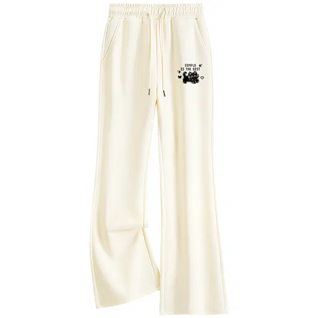 棉致 元气闪耀猫猫百搭潮流时尚个性柔软细腻弹性抗皱保暖舒适透气松紧系带喇叭休闲裤 女款