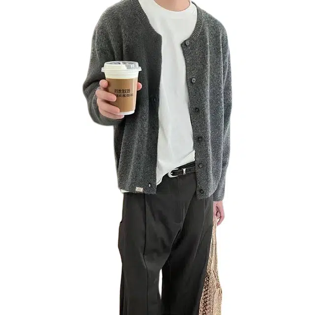 北欧攻略 秋冬慵懒风圆领纽扣毛衣开衫外套软糯舒适显瘦百搭外穿内搭长袖针织衫 男女同款