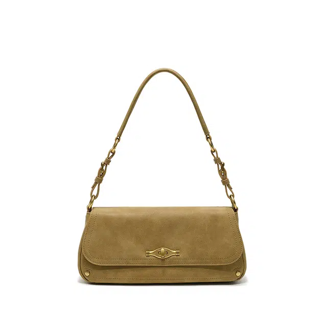 西木汀 匆匆那年 小众设计高级感通勤百搭时尚法棍包 牛皮 单肩包 常规 女款 暖驼棕