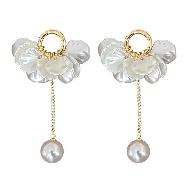 韵系 海边度假风流苏长款珍珠 铜镀金 耳环 女款