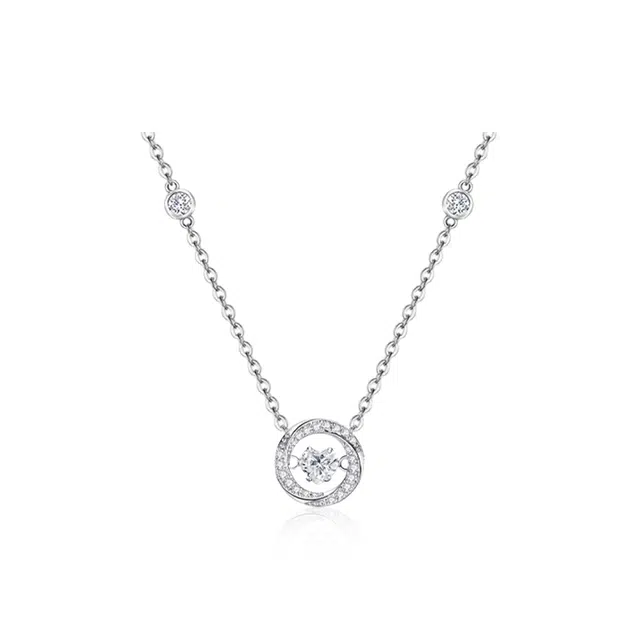 【999足银|原创首发】 凤祥囍事 老凤祥 莫比乌斯跳动的心 爱意循环爆闪吊坠锁骨链 女朋友闺蜜纪念日周年礼精美礼盒#好运 纯银 项链 女款