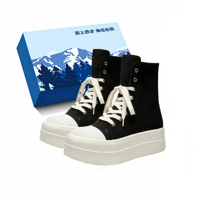 小鹿米利 松糕厚底潮酷休闲小众 包裹性增高 高帮 板鞋 女