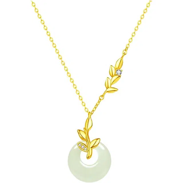 【好运来】 潮宏基 穗岁平安扣 新中式国潮 复古轻奢小众 简约潮流年轻 幸运锁骨链 礼盒品 玉髓 项链 女款