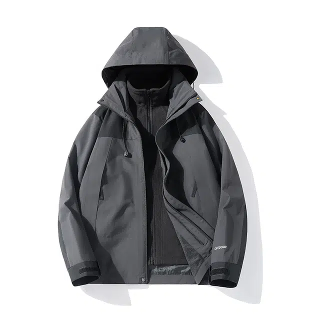 金盾 情侣拼色可脱卸两件套户外防水防风棉服 男女同款