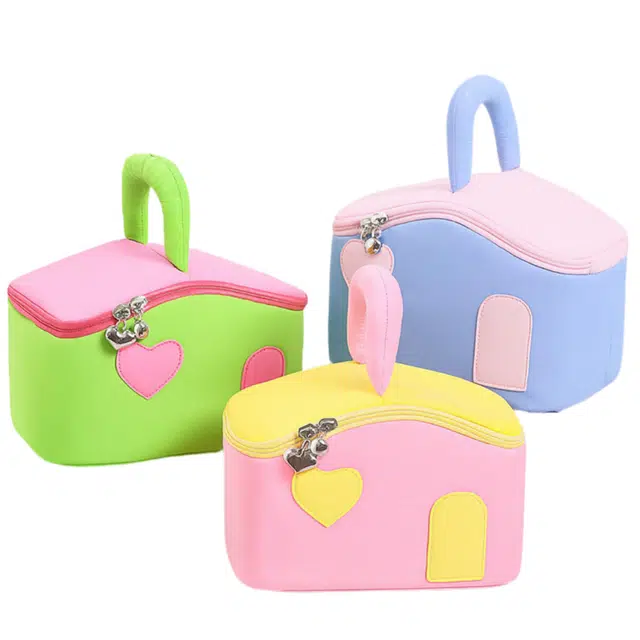 帘香客拼色小房子化妆包可爱大容量女化妆品收纳包外出洗漱包包化妆包