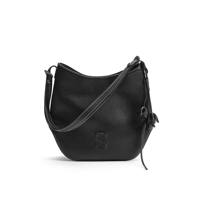 西木汀 小众设计高级感大容量通勤百搭时尚托特包 牛皮 单肩斜挎 大号 深邃黑/巧克力棕