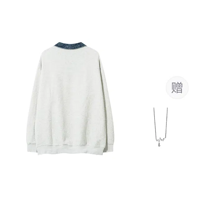 识恩 复古蝴蝶刺绣宽松百搭半拉链卫衣 女款