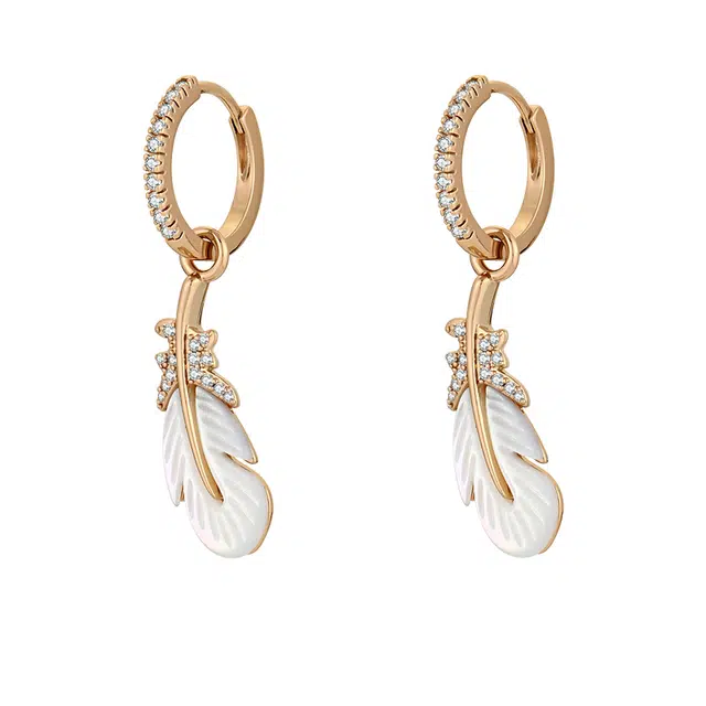 一撇一捺 羽光贝语系列金羽幻光 合金 耳饰 女款 金色