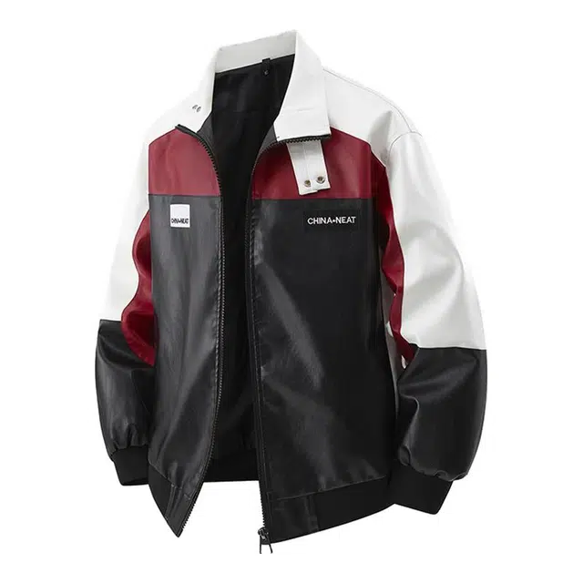 金盾 美式机车棒球服水洗皮衣春秋季翻领宽松夹克外套 男款