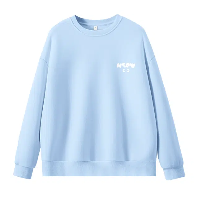 棉致 猫咪简约柔软百搭通勤舒适弹力学院风多巴胺宽松落肩圆领长袖卫衣 男女同款