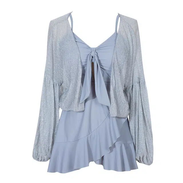 淑好百 保守遮肚显瘦小清新风格裙式连体泳衣泳装裙 女款