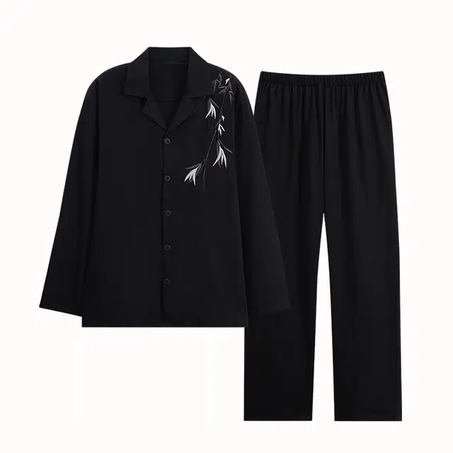 潞优野 新中式舒适纯棉长袖学生大码加肥加大家居服春秋款睡衣套装 男款