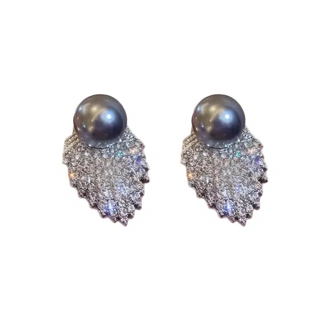 澜耀 灰色珠珠 小众轻奢气质潮法式设计优雅耳饰 合金 耳环 女款