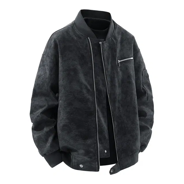 金盾 美式机车水洗皮衣春秋季宽松夹克外套 男款