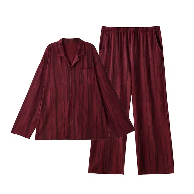 俏薇妮 舒适带胸垫新婚结婚春秋本命年纯棉条纹睡衣礼盒 女款