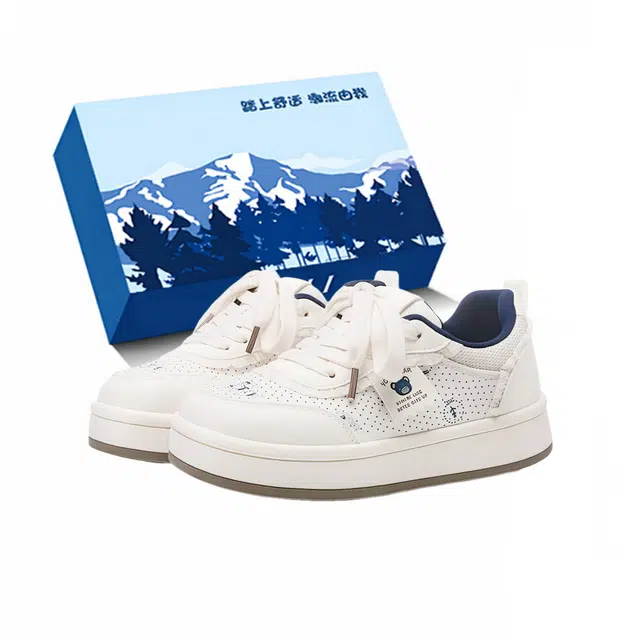 小鹿米利 小熊印花小白鞋百搭厚底运动休闲鞋 包裹性 低帮 板鞋 女